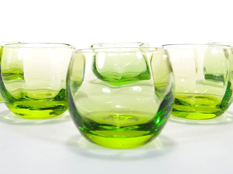 Komplet kieliszków, kryształ zielony, Niemcy, lata 60. - 253339