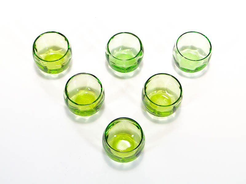 Komplet kieliszków, kryształ zielony, Niemcy, lata 60. - 253338