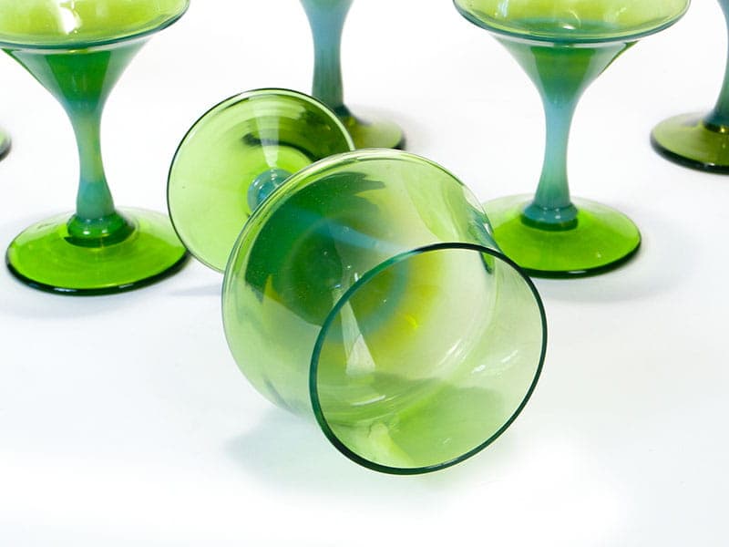 Komplet kieliszków, zielony, szkło sodowe, proj. Z. Horbowy, Huta Szkła Artystycznego 'Barbara', Polska, lata 70. - 253345
