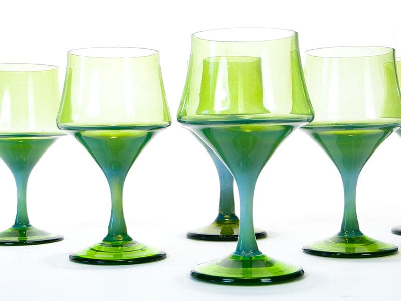 Komplet kieliszków, zielony, szkło sodowe, proj. Z. Horbowy, Huta Szkła Artystycznego 'Barbara', Polska, lata 70. - 253349
