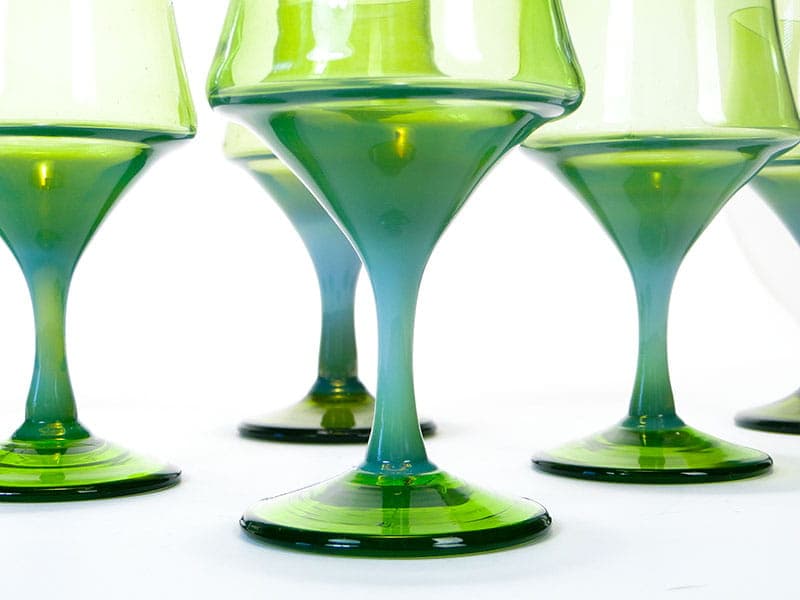 Komplet kieliszków, zielony, szkło sodowe, proj. Z. Horbowy, Huta Szkła Artystycznego 'Barbara', Polska, lata 70. - 253350