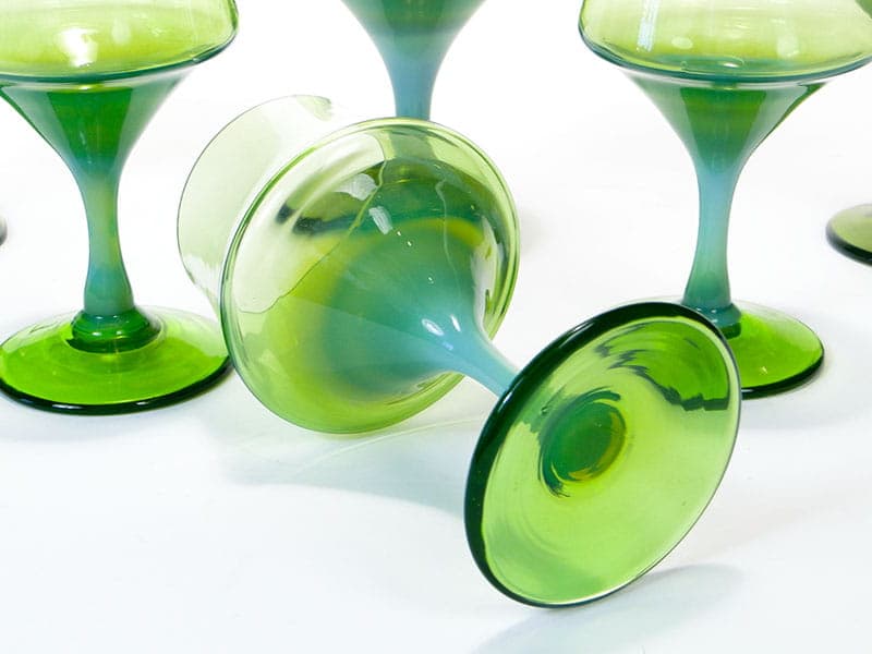 Komplet kieliszków, zielony, szkło sodowe, proj. Z. Horbowy, Huta Szkła Artystycznego 'Barbara', Polska, lata 70. - 253352