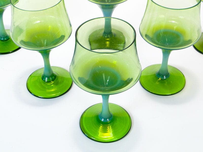 Komplet kieliszków, zielony, szkło sodowe, proj. Z. Horbowy, Huta Szkła Artystycznego 'Barbara', Polska, lata 70. - 253351