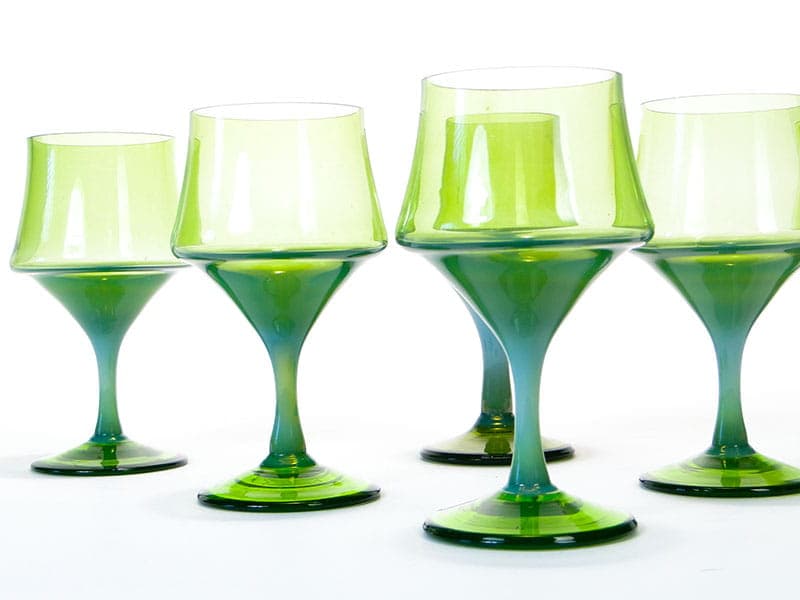 Komplet kieliszków, zielony, szkło sodowe, proj. Z. Horbowy, Huta Szkła Artystycznego 'Barbara', Polska, lata 70. - 253348