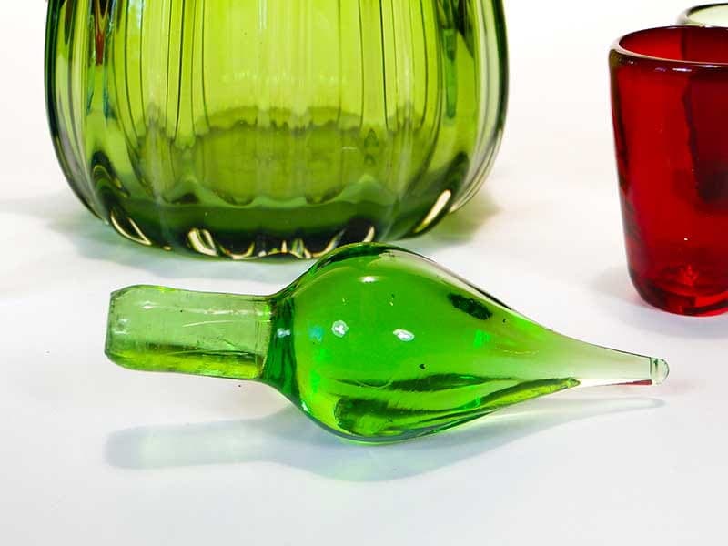 Zestaw likierowy Kaktus, szkło wielobarwne, proj. T. Gott, Blenko, USA, lata 90. - 253374