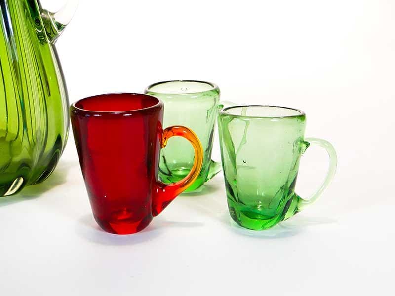 Zestaw likierowy Kaktus, szkło wielobarwne, proj. T. Gott, Blenko, USA, lata 90. - 253371