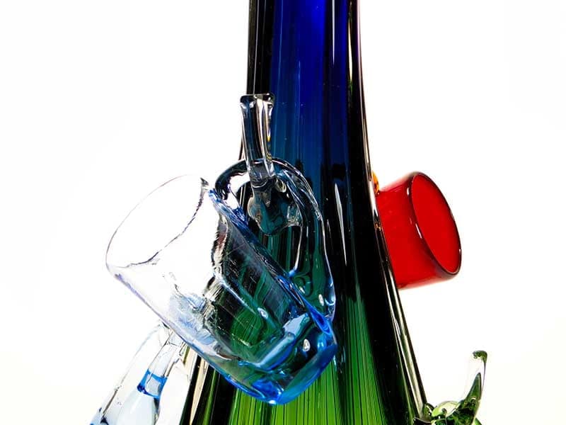 Zestaw likierowy Kaktus, szkło wielobarwne, proj. T. Gott, Blenko, USA, lata 90. - 253379