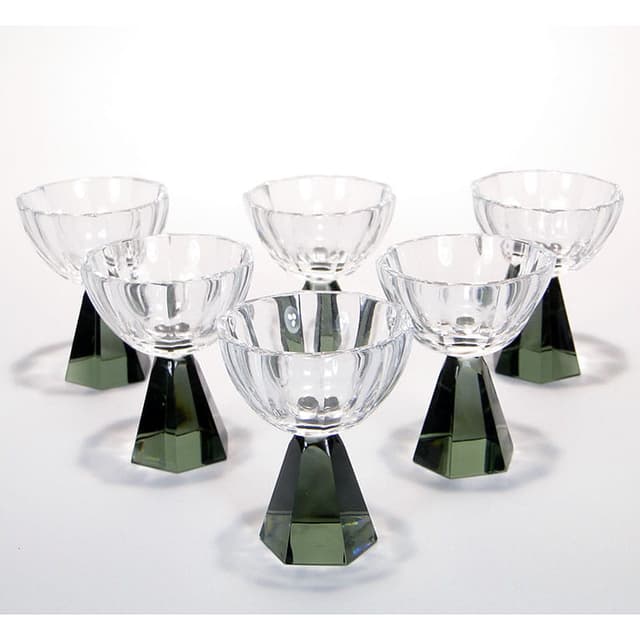 Set of Art Deco glasses, multicolor crystal, Huta Niemen, Poland, 1930s. - DIMENSION