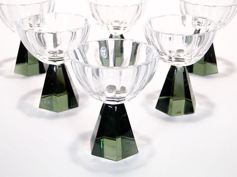 Set of Art Deco glasses, multicolor crystal, Huta Niemen, Poland, 1930s. - 253383