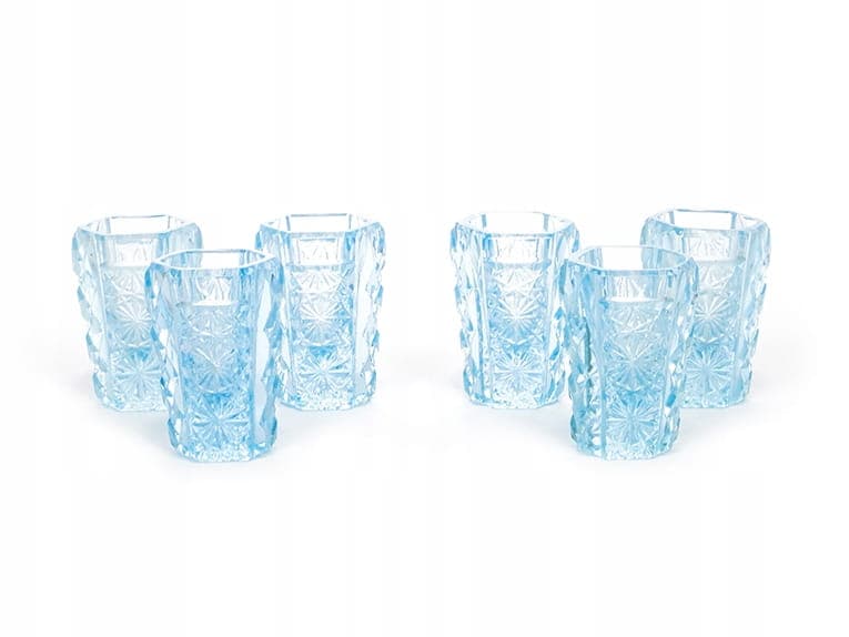 Komplet kieliszków Art Deco, szkło kryształowe błękitne, Czechy, lata 40. - 253393
