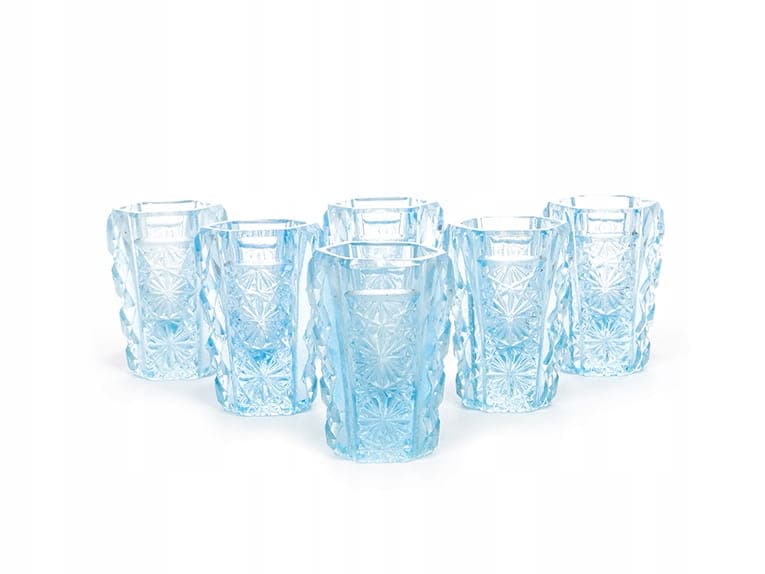 Komplet kieliszków Art Deco, szkło kryształowe błękitne, Czechy, lata 40.