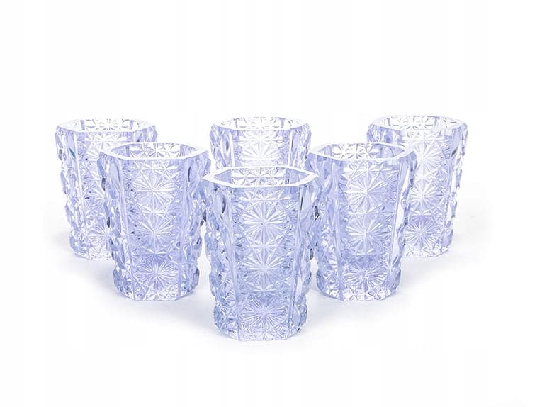 Set of shot glasses Art Deco, lavender, crystal, Czechoslovakia, 1940s.