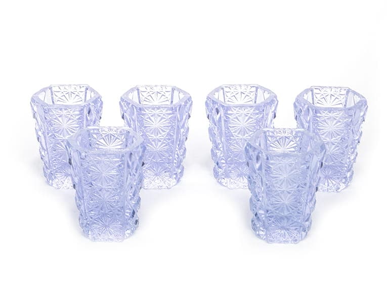 Set of shot glasses Art Deco, lavender, crystal, Czechoslovakia, 1940s. - 253416