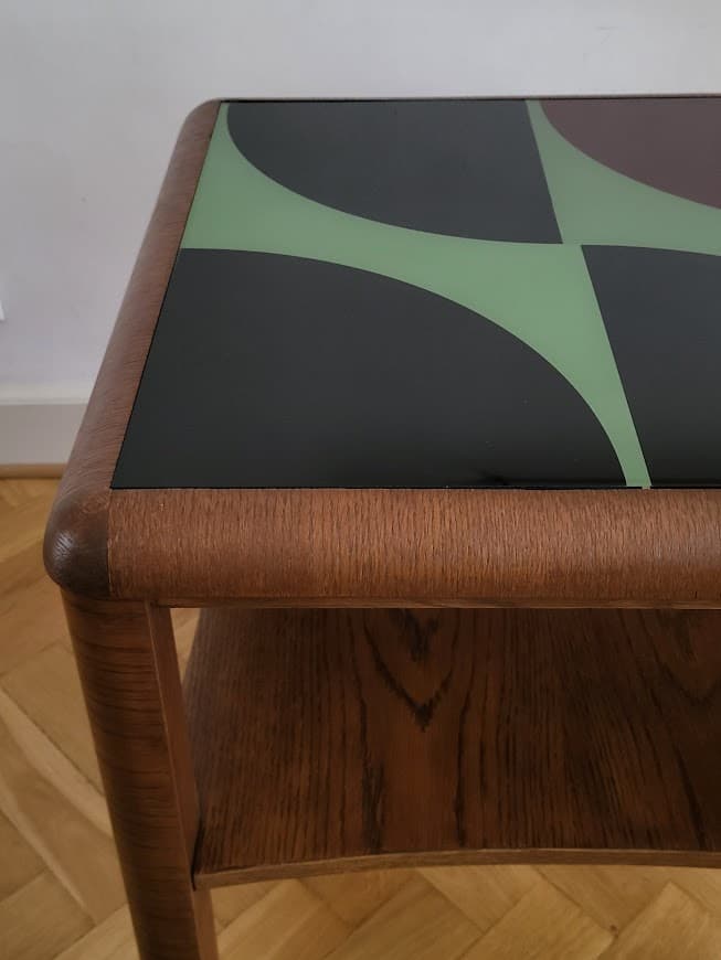 Coffee Table Art Deco, brown oak, glass, Germany, 1930s. - 253426