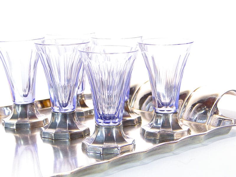 Set of Art Deco glasses, purple crystal, Slovakia, 1920s - 253454
