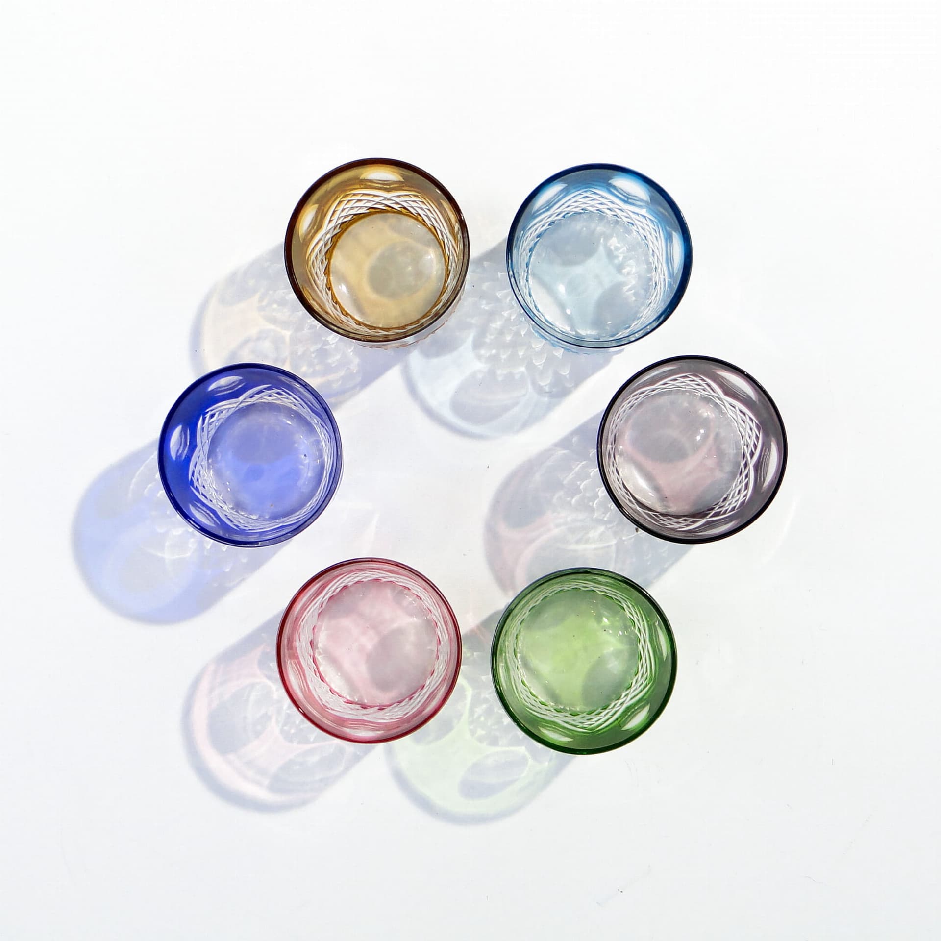 Komplet kieliszków, art déco, kryształ multikolor, Nachtmann, Niemcy, lata 20. - 253459