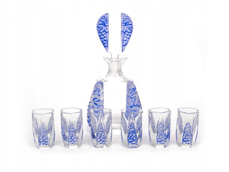 Liqueur set, multicolor crystal, Czech Republic, 1950s.