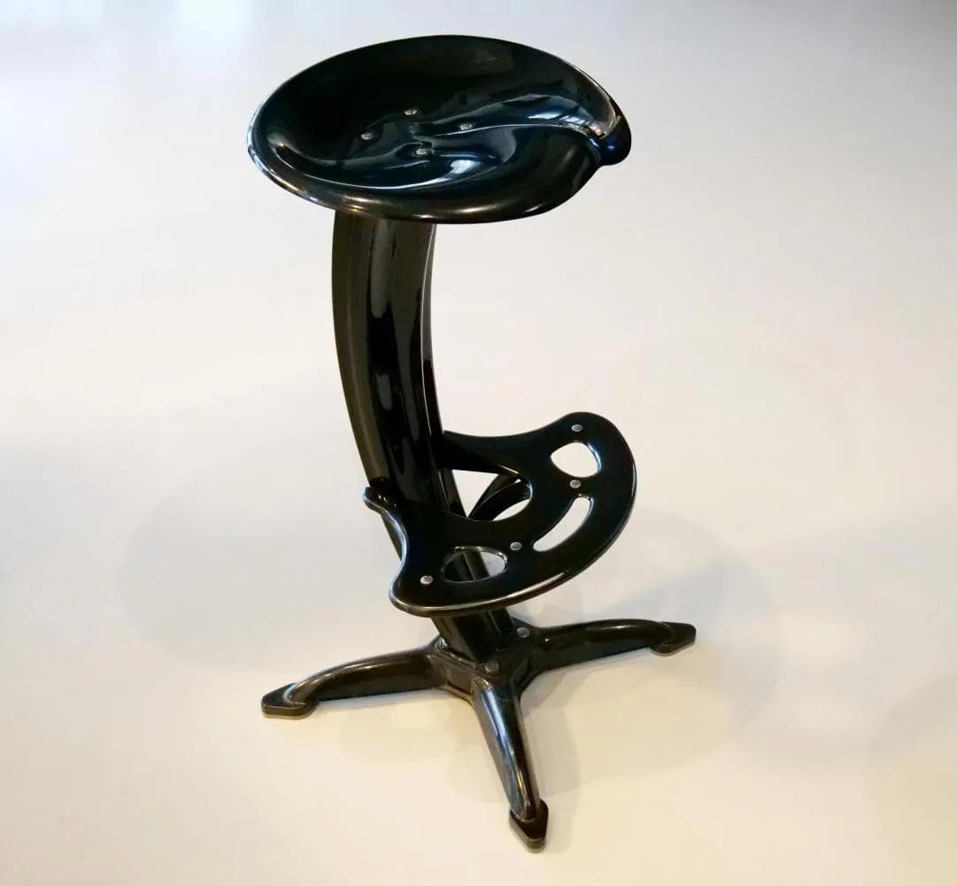 Bar stool Lotus, black metal, by Y. Sasamoto, Dulton, Japan, 1980s. - 18469