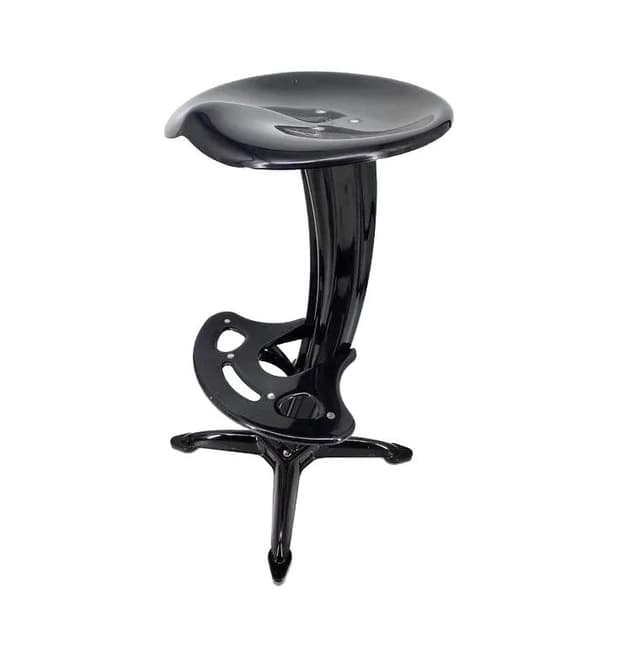 Bar stool Lotus, black metal, by Y. Sasamoto, Dulton, Japan, 1980s. - DIMENSION