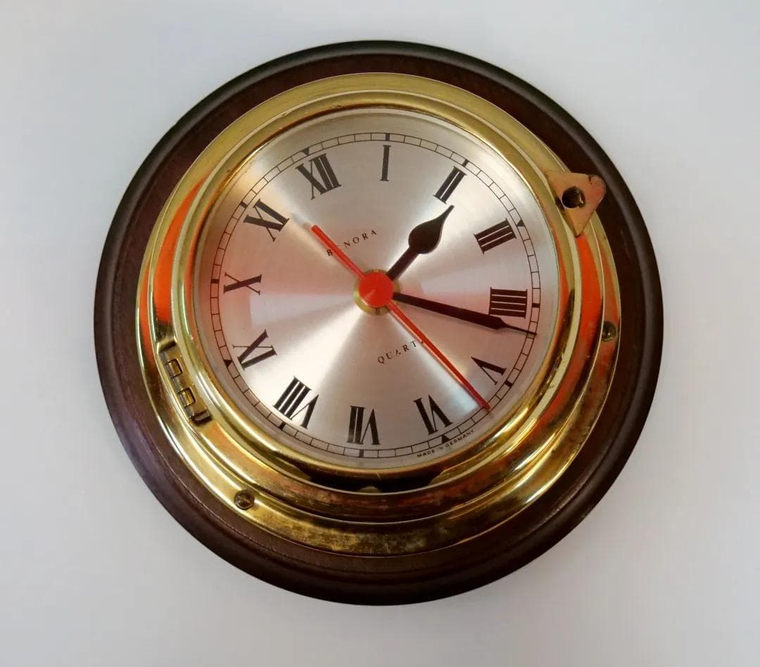 Brass Porthole Clock Benora, Germany, 1980s - 18461