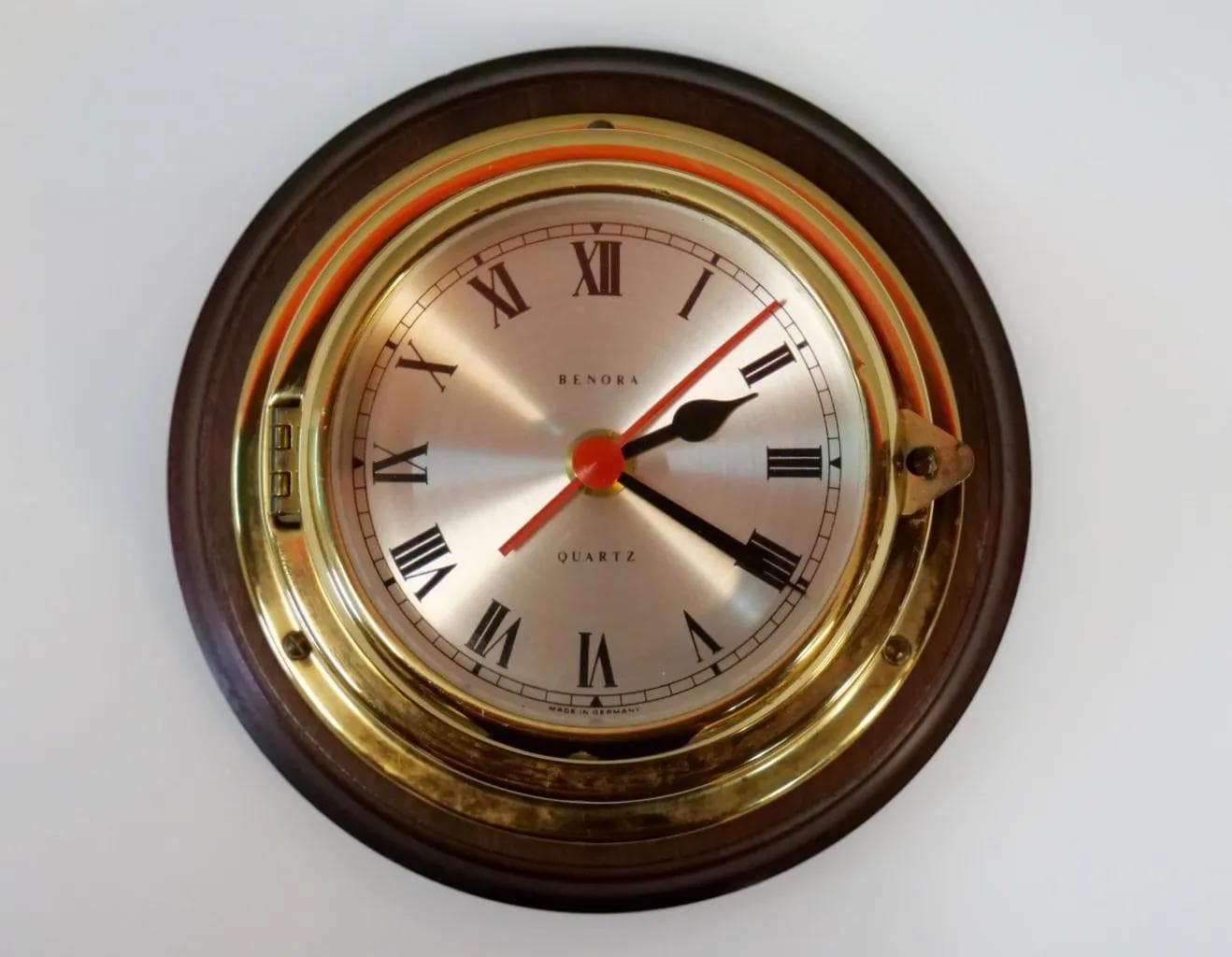 Brass Porthole Clock Benora, Germany, 1980s - 18458