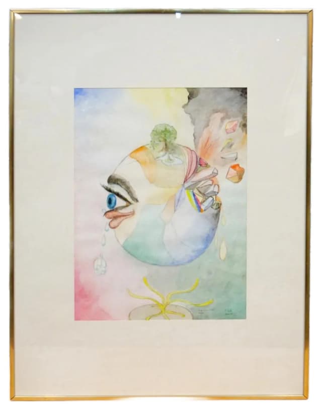 Akwarela abstrakcyjna, multicolor, papier, art. P. Zertz, Niemcy, lata 80. - WYMIARY