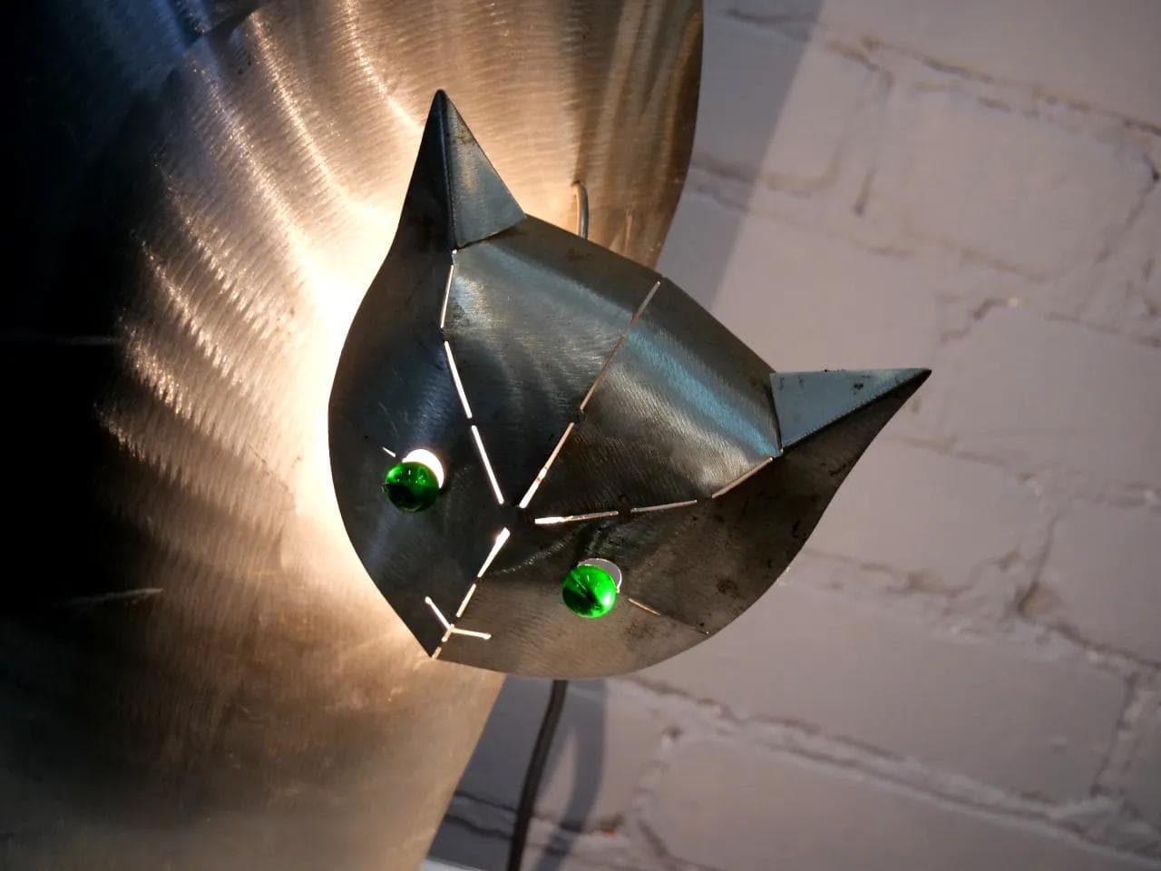 Silver Stainless Steel Cat Light Sculpture, by R. Stubenrauch, Germany, 1990s - 18745