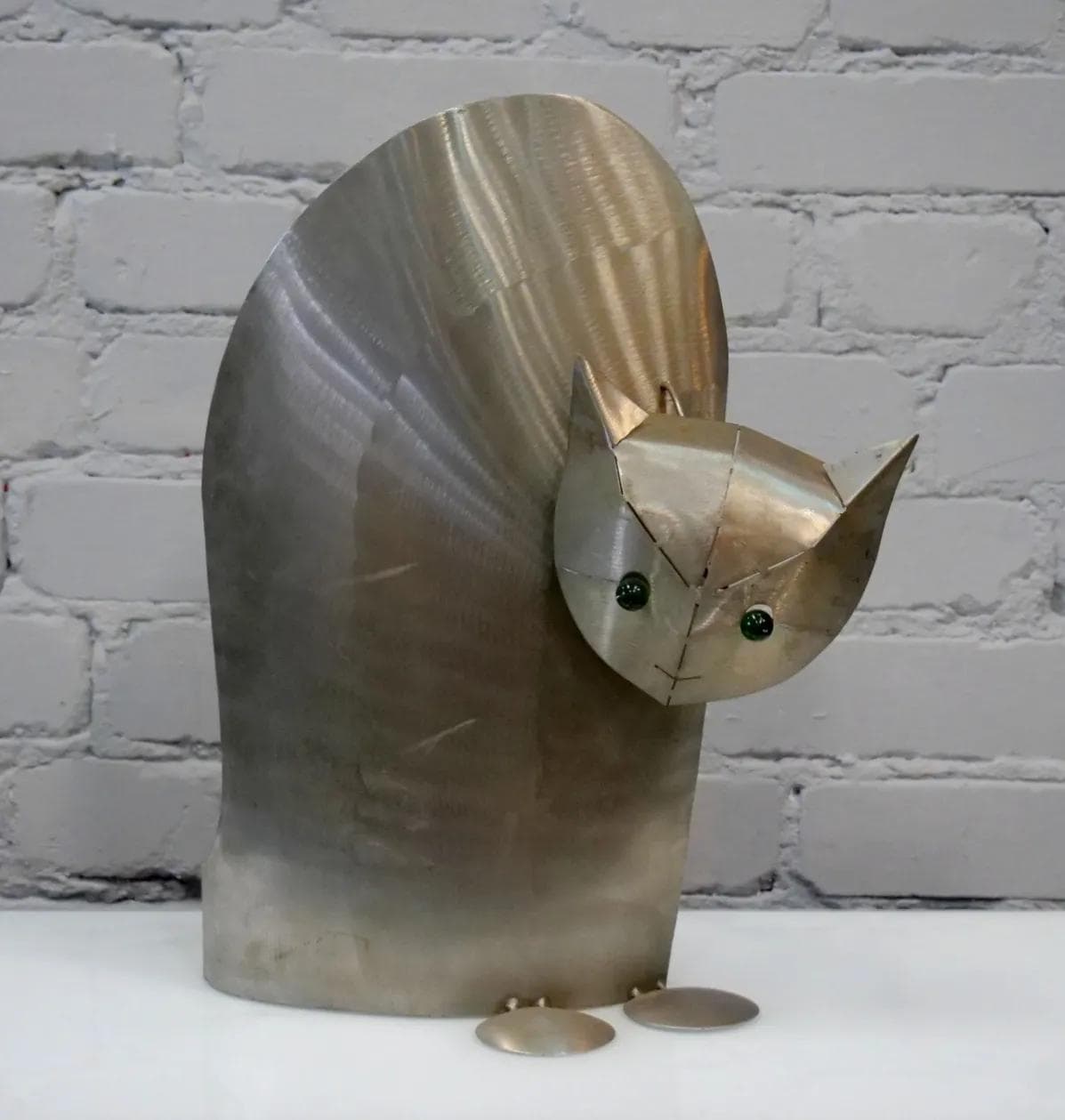 Silver Stainless Steel Cat Light Sculpture, by R. Stubenrauch, Germany, 1990s - 18742