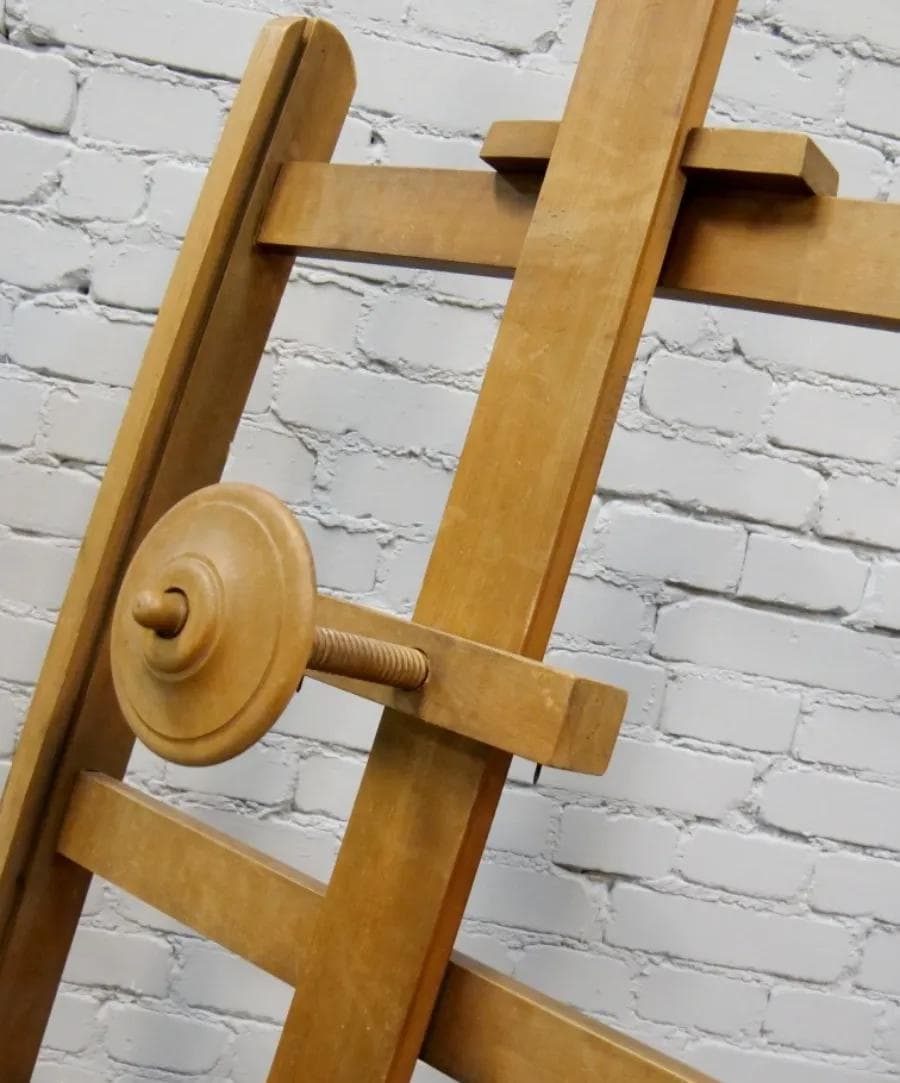 Studio easel, brown wood, France, early 20th c. - 18724