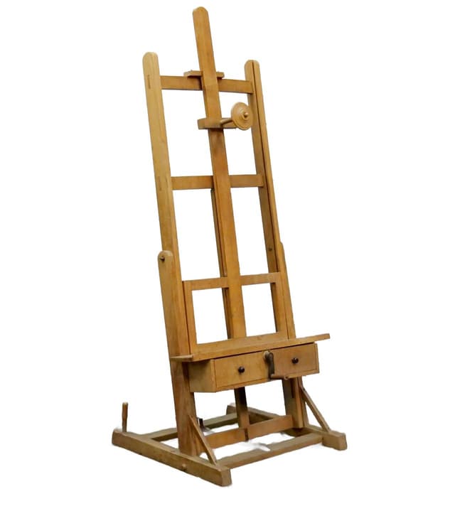 Studio easel, brown wood, France, early 20th c. - DIMENSION