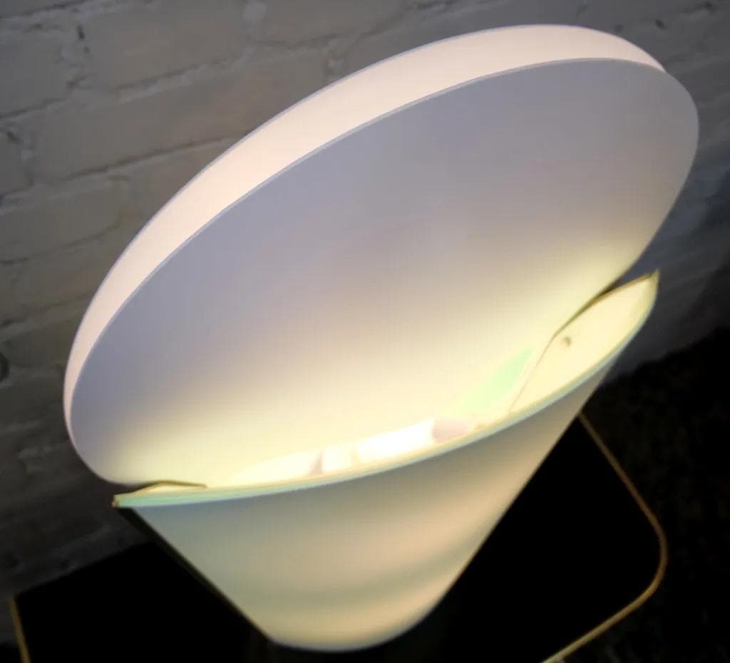 Lampa podłogowa/stołowa Sun-Ra-LA, biały, Opalflex, stal oksydowana, proj. S. Parker, Włochy, lata 80. - 18712