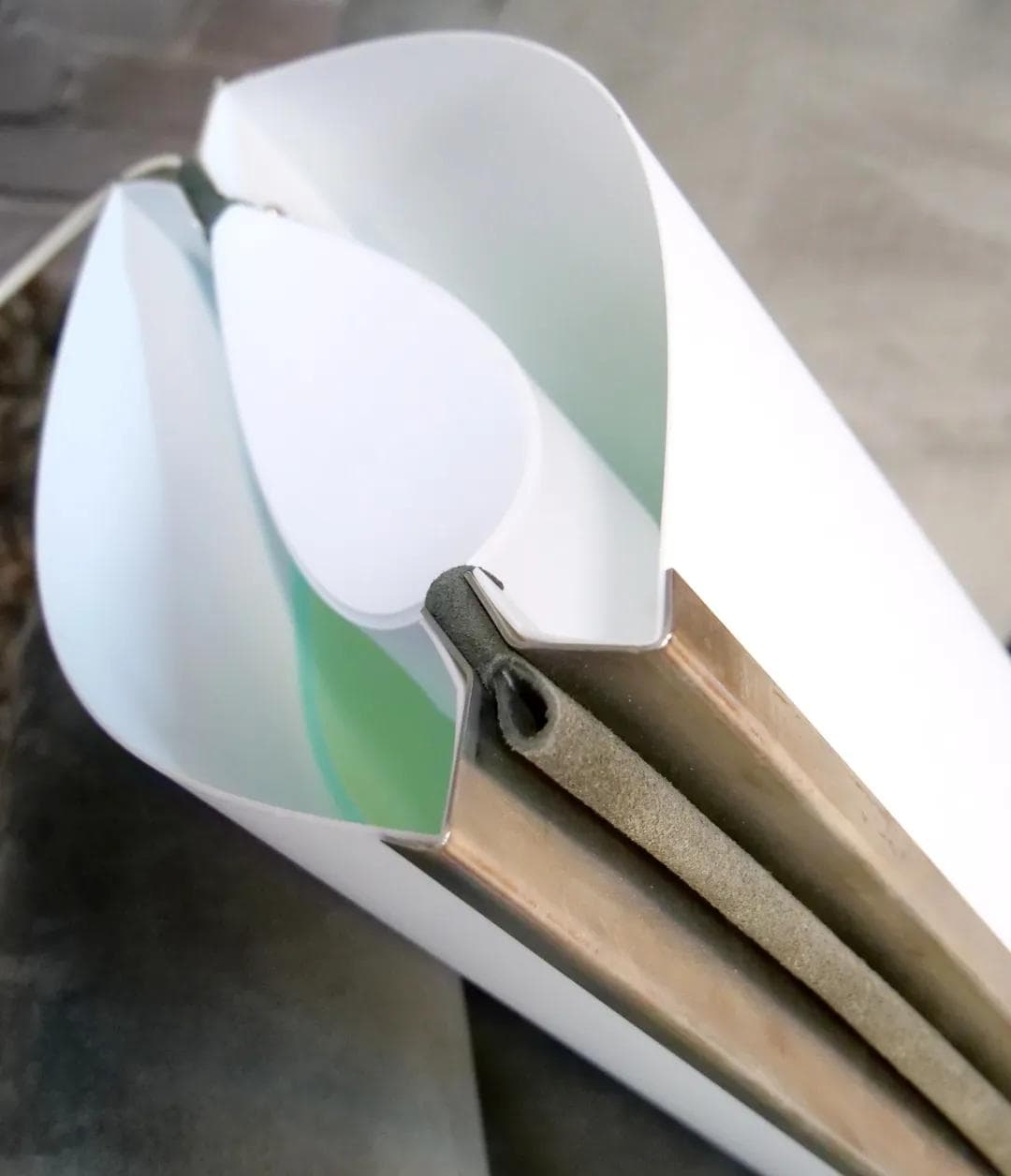 Lampa podłogowa/stołowa Sun-Ra-LA, biały, Opalflex, stal oksydowana, proj. S. Parker, Włochy, lata 80. - 18709