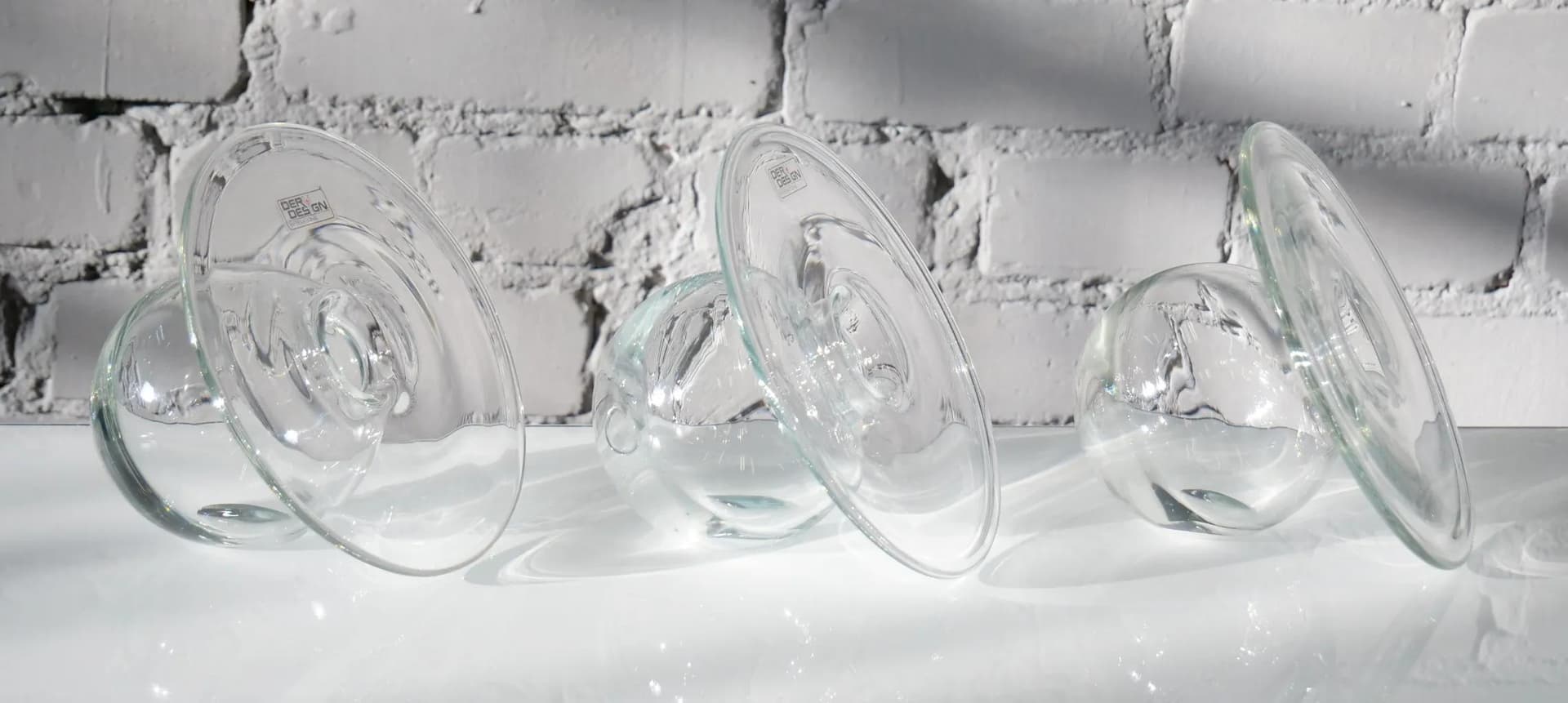 Przezroczysty zestaw trzech minimalistycznych wazonów szklanych, Deru Design, Niemcy, lata 80. - 18683