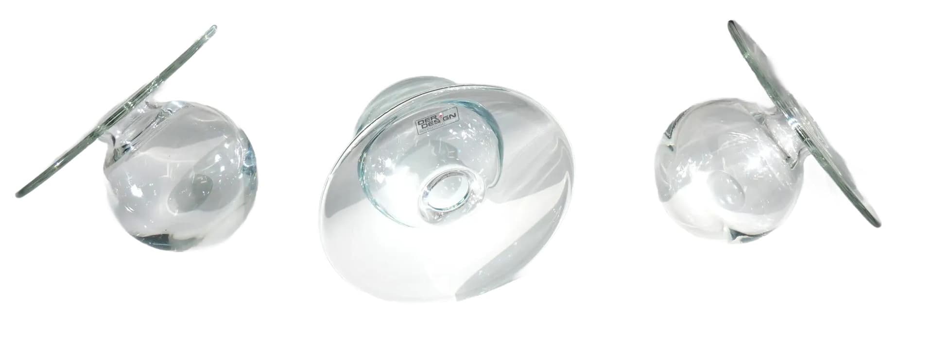 Przezroczysty zestaw trzech minimalistycznych wazonów szklanych, Deru Design, Niemcy, lata 80.