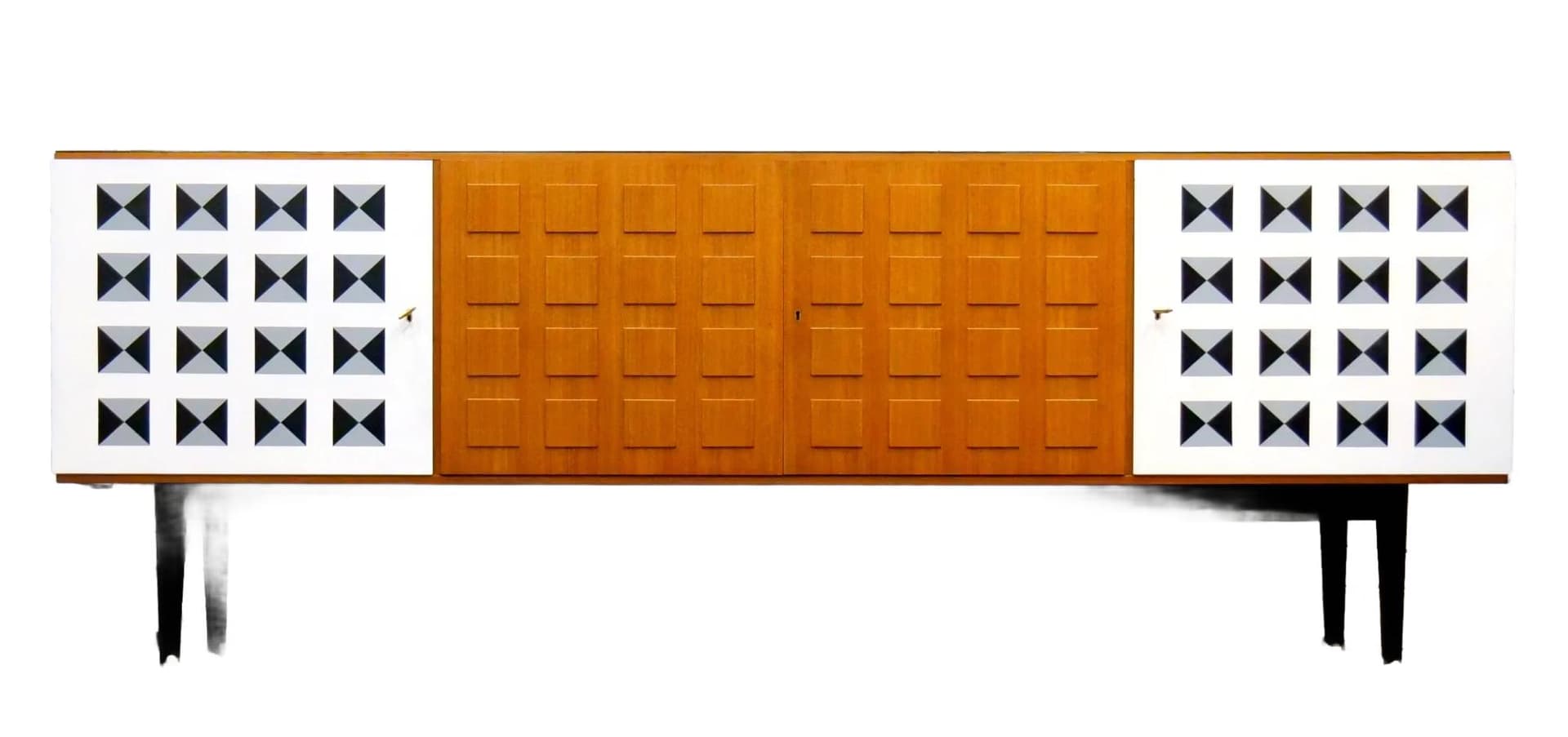 Komoda modernistyczna, teak, szkło czarne, Szwecja, lata 60.