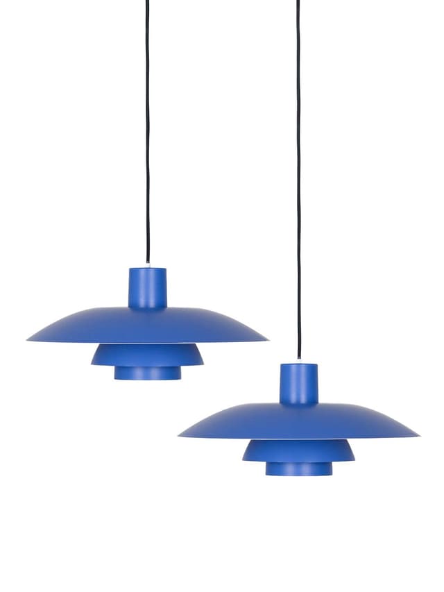Para lamp wiszących PH 4/3, aluminium niebieski, proj. P. Henningsen, Louis Poulsen, Dania, lata 70. - WYMIARY