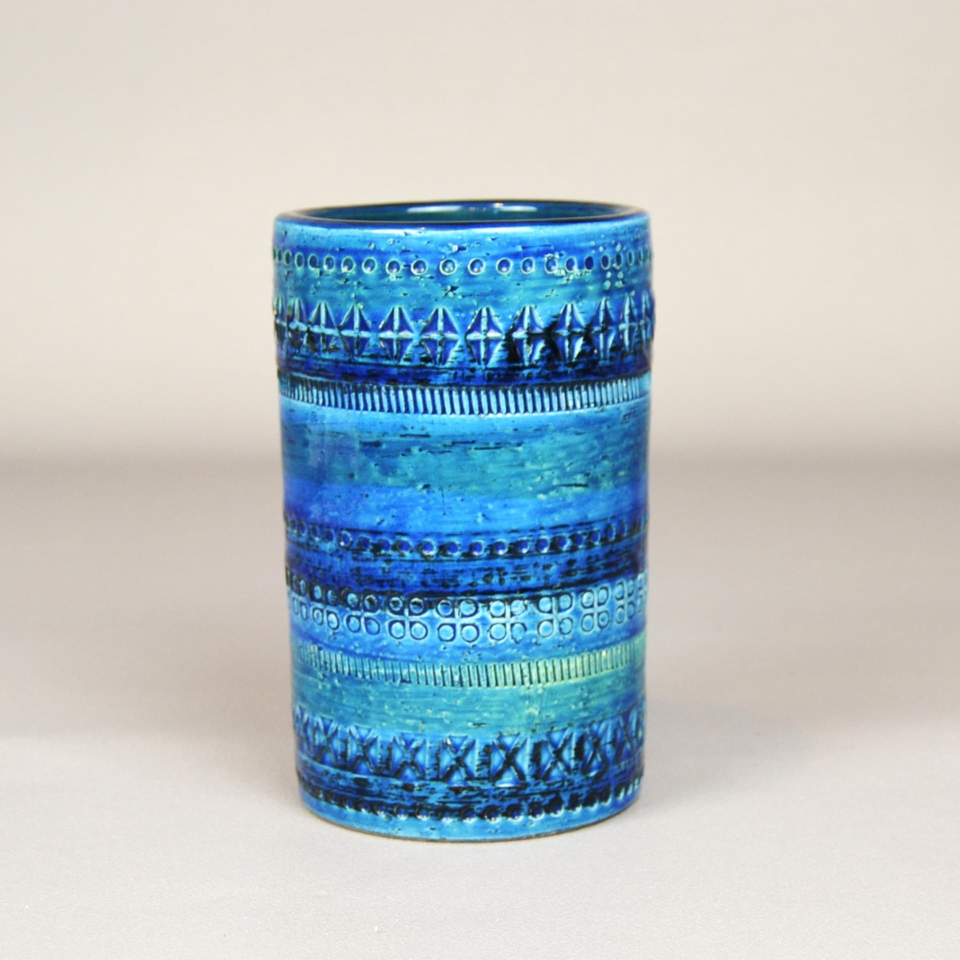 Wazon Blue Rimini, ceramika niebieska, proj. A. Londi, Bitossi, Włochy, lata 60. - 81