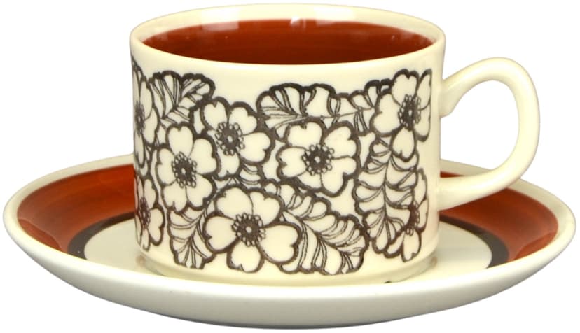 Cup and Saucer Agneta, white ceramics, by H. Ringström, Sweden, 1970s.