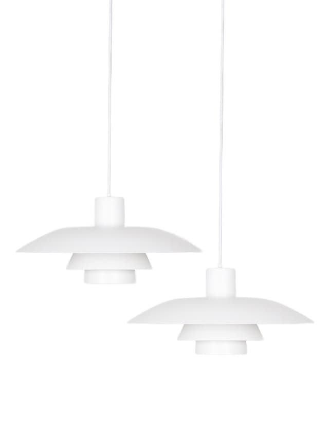 Para lamp wiszących PH 4/3, aluminium biały, proj. P. Henningsen, Louis Poulsen, Dania, lata 70. - WYMIARY