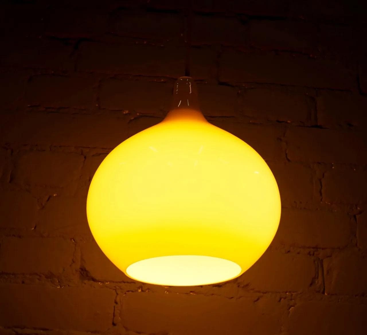 Pendant Lamp Teer Drop, yellow glass, Holegaard, Denmark, 1960s. - 18622