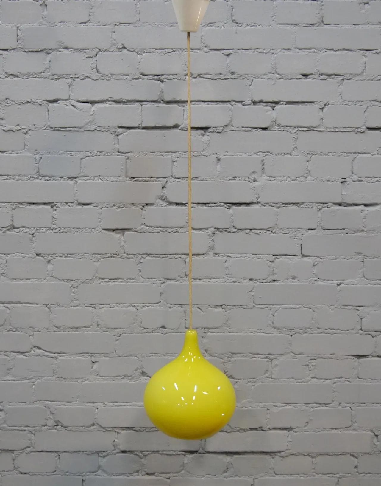 Pendant Lamp Teer Drop, yellow glass, Holegaard, Denmark, 1960s. - 18627