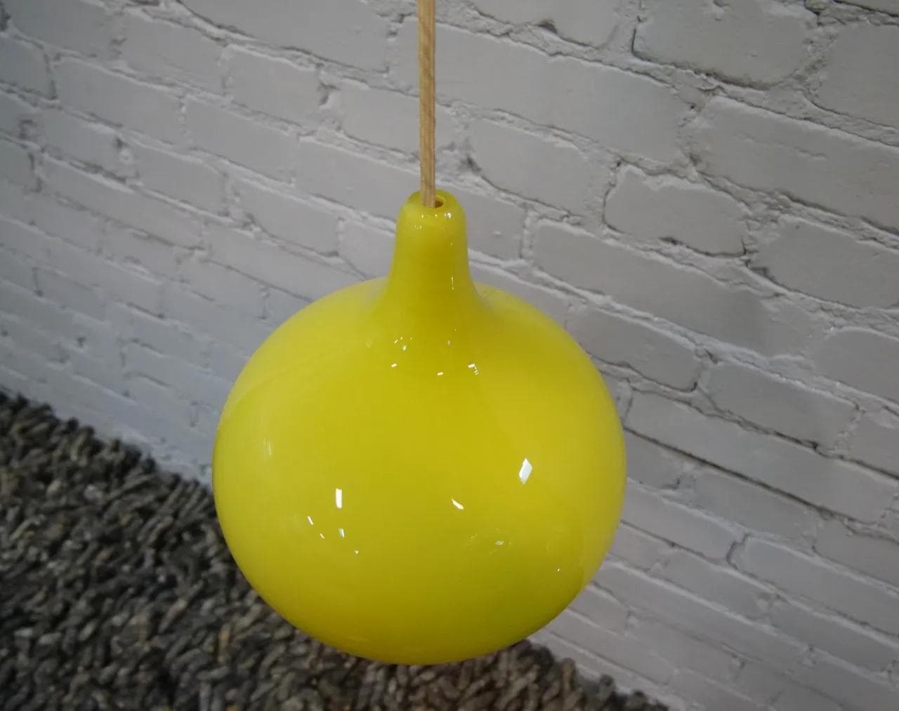 Pendant Lamp Teer Drop, yellow glass, Holegaard, Denmark, 1960s. - 18624