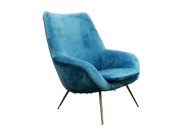 Fotel, velvet turkus, Francja, lata 50. - WYMIARY