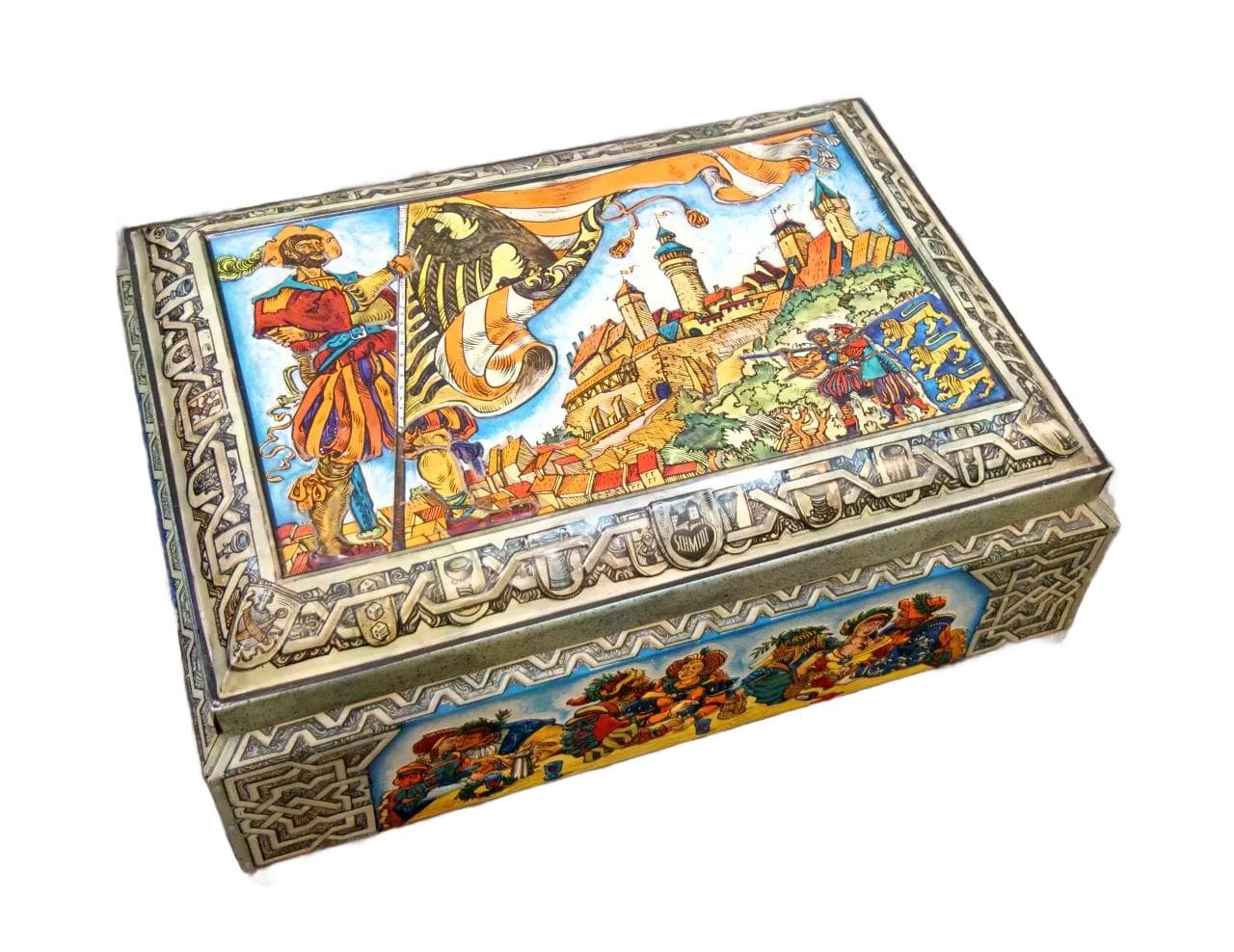 Metal box Historicist, multicolor, Germany, 1950s.