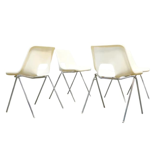 Zestaw krzeseł Järvi, plastik biały, chrom, proj. N. Gammelgaard, Ikea, Szwecja, lata 70. - WYMIARY