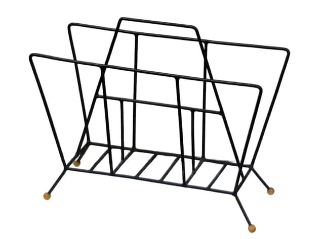 Magazine rack, black metal, by T. Paul, USA, 1950s. - DIMENSION