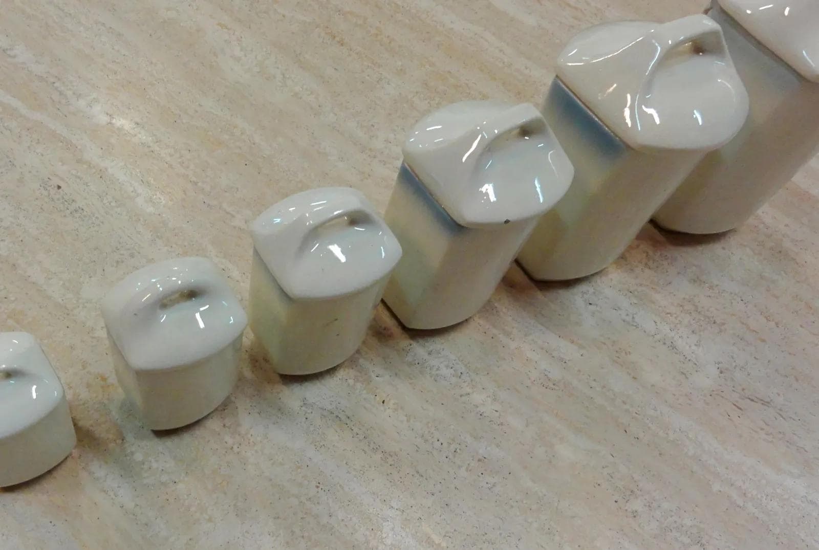 Kitchen set Art Deco, faience ivory white, France, 1930s. - 18806