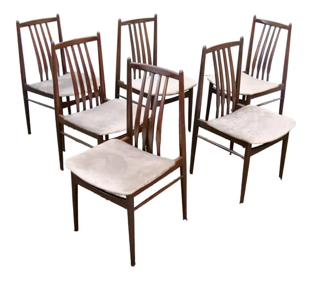 Komplet krzeseł, mid-century modern, teak brązowy, velvet beżowy szary, Szwecja, lata 60. - WYMIARY