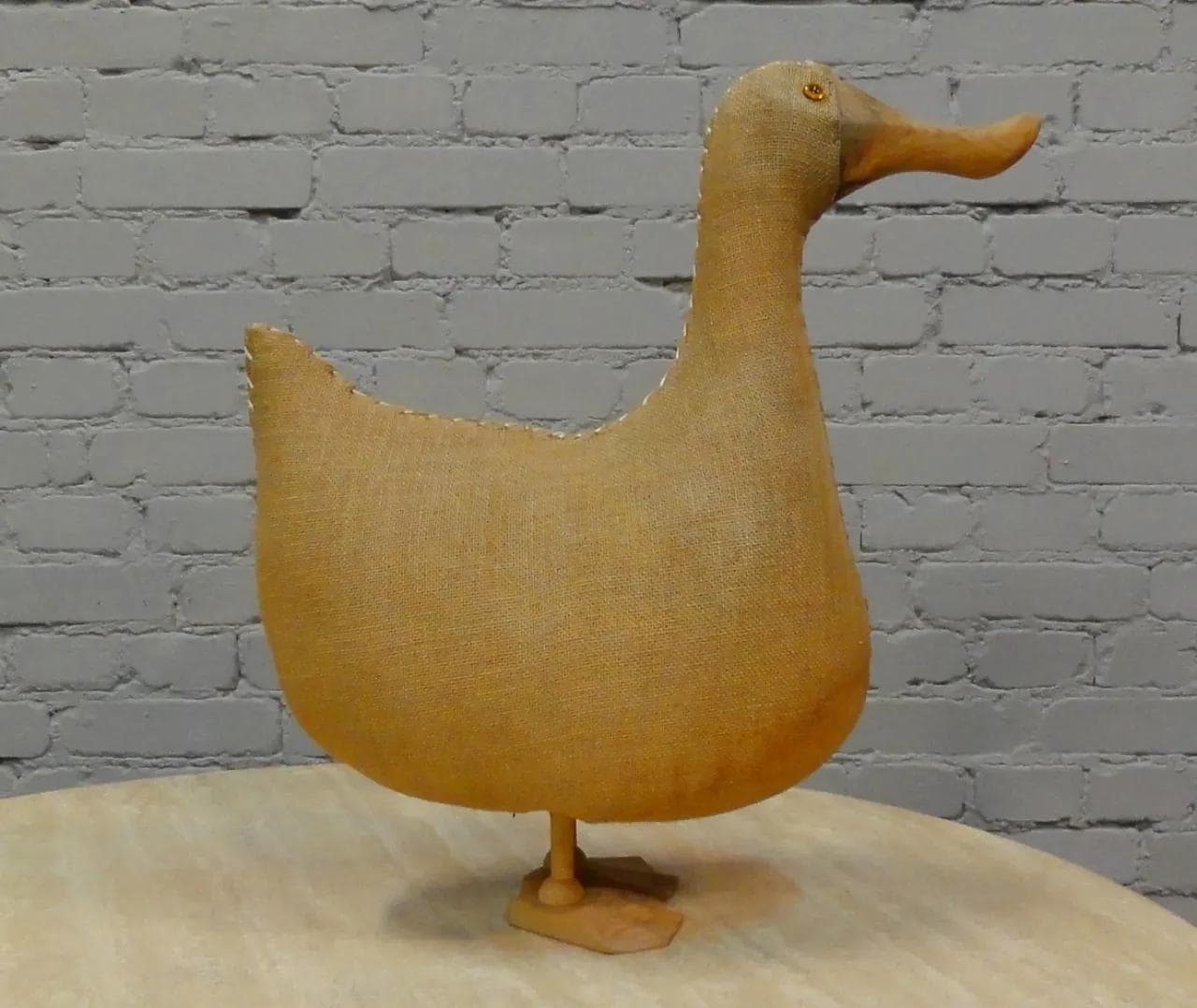 Beige Duck-Shaped Kids’ Seat, Jute and Wood, Germany, 1950s - 19074
