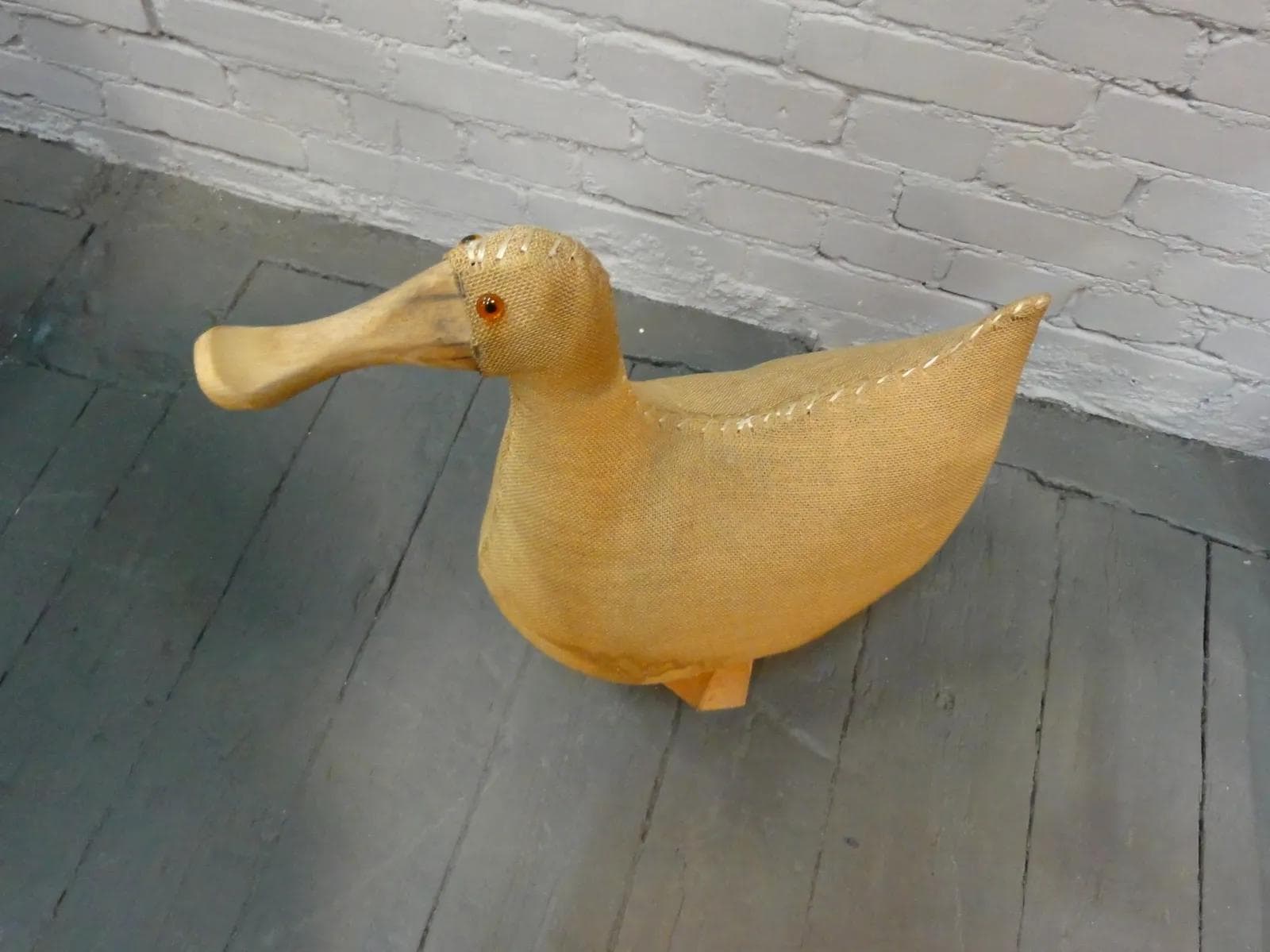 Beige Duck-Shaped Kids’ Seat, Jute and Wood, Germany, 1950s - 19075